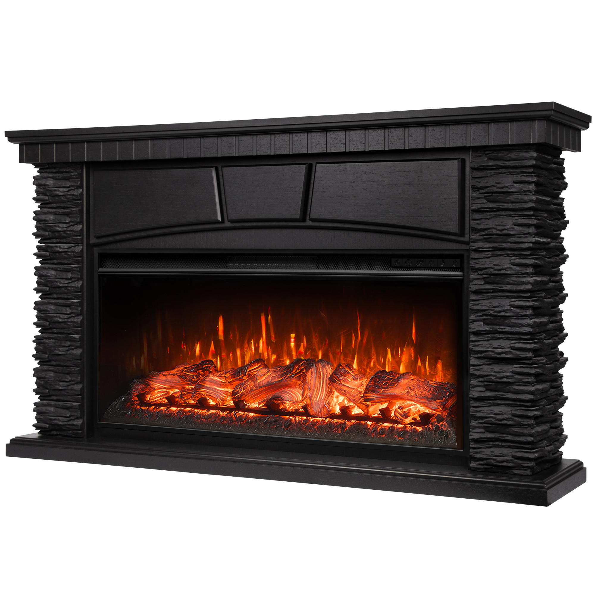 Каминокомплект: Очаг Royal Thermo Aurora RTFP/P-AR40LS, портал Porto 40 камень черный шпон венге