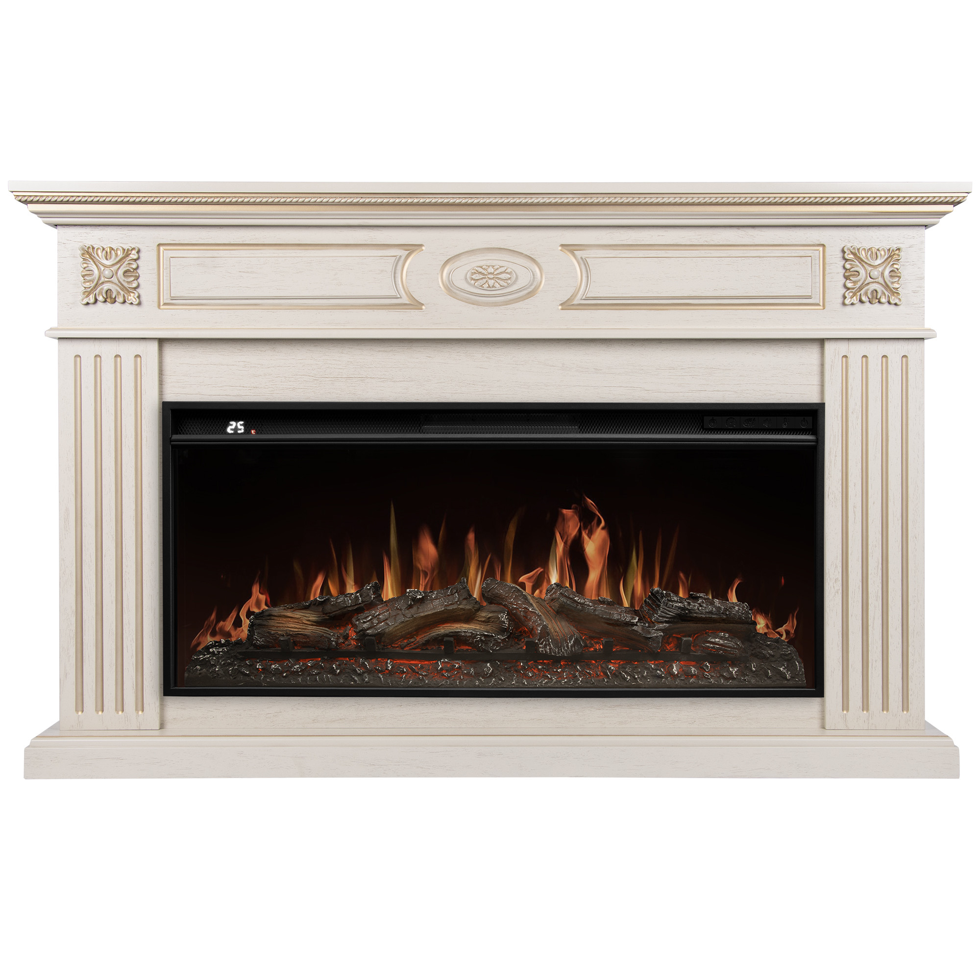 Каминокомплект: Очаг Royal Thermo Aurora RTFP/P-AR40LS, портал Siena 42/40/36, сл. кость с зол. пати